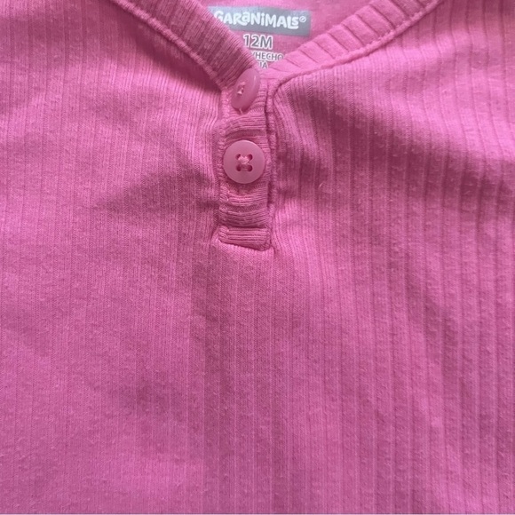 Garanimals ribbed texture tight knit top V-neck bell sleeves 2 buttons Girls 12M - Picture 4 of 7